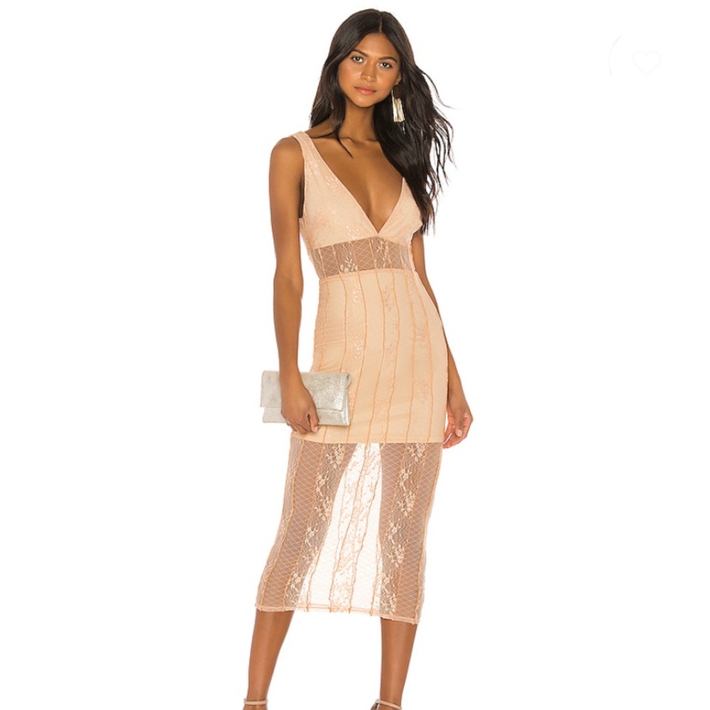 NEW NBD Libra Midi Dress in Nude Pink Sz XS